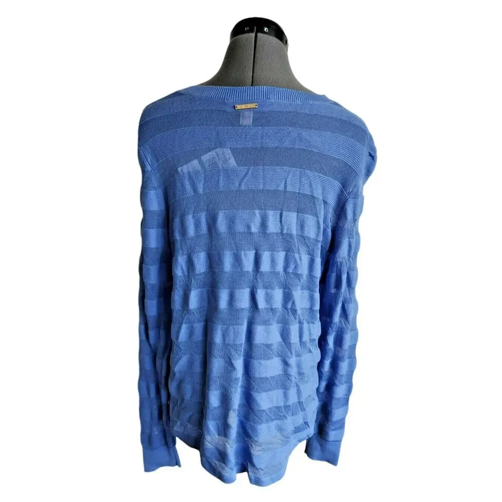 Michael Kors Oxford Blue Stripe Sheer Sweater‎ Top